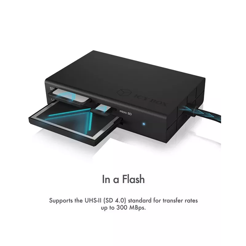 ICY BOX IB-CR401-C3 karšu lasītājs USB 3.2 Gen 1 (3.1 Gen 1) Type-C melns