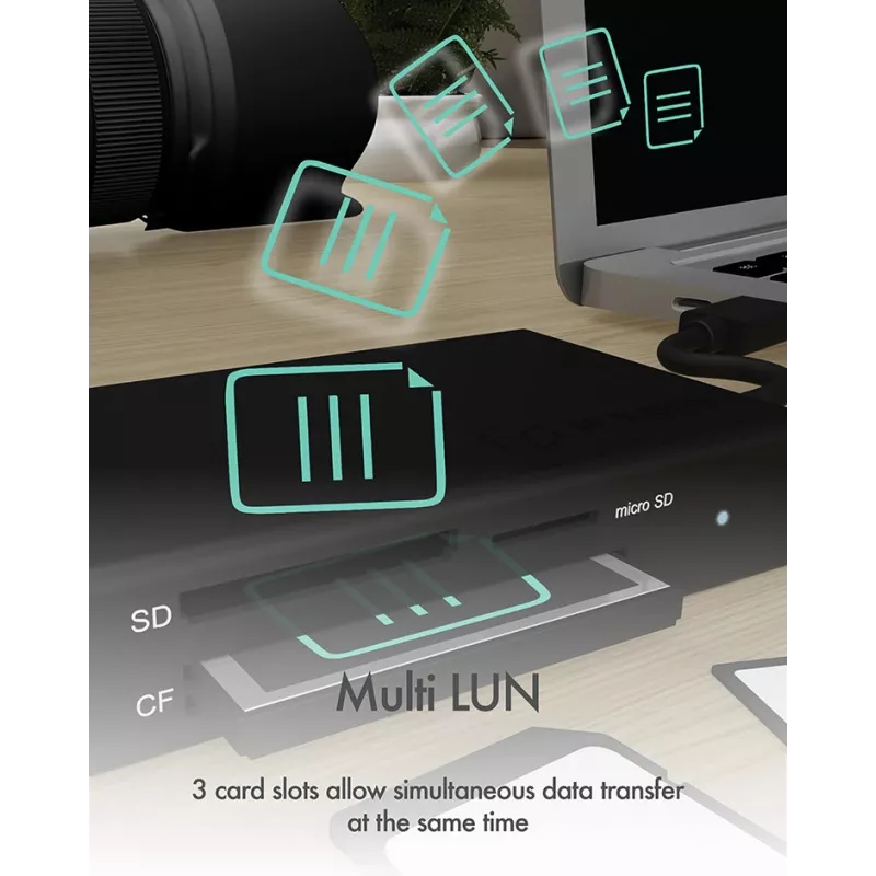 ICY BOX IB-CR401-C3 karšu lasītājs USB 3.2 Gen 1 (3.1 Gen 1) Type-C melns