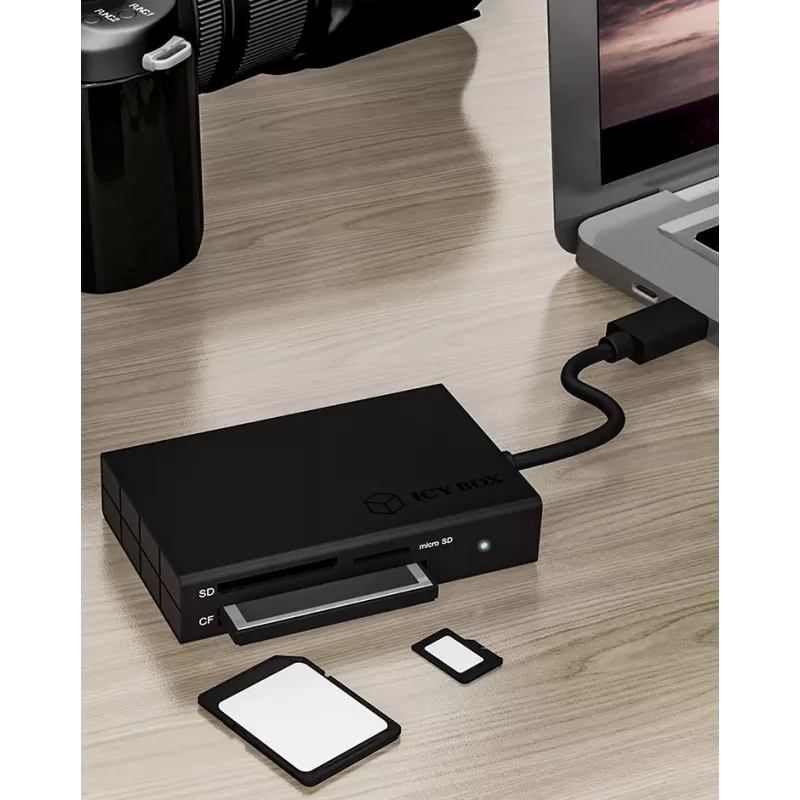 ICY BOX IB-CR401-C3 karšu lasītājs USB 3.2 Gen 1 (3.1 Gen 1) Type-C melns