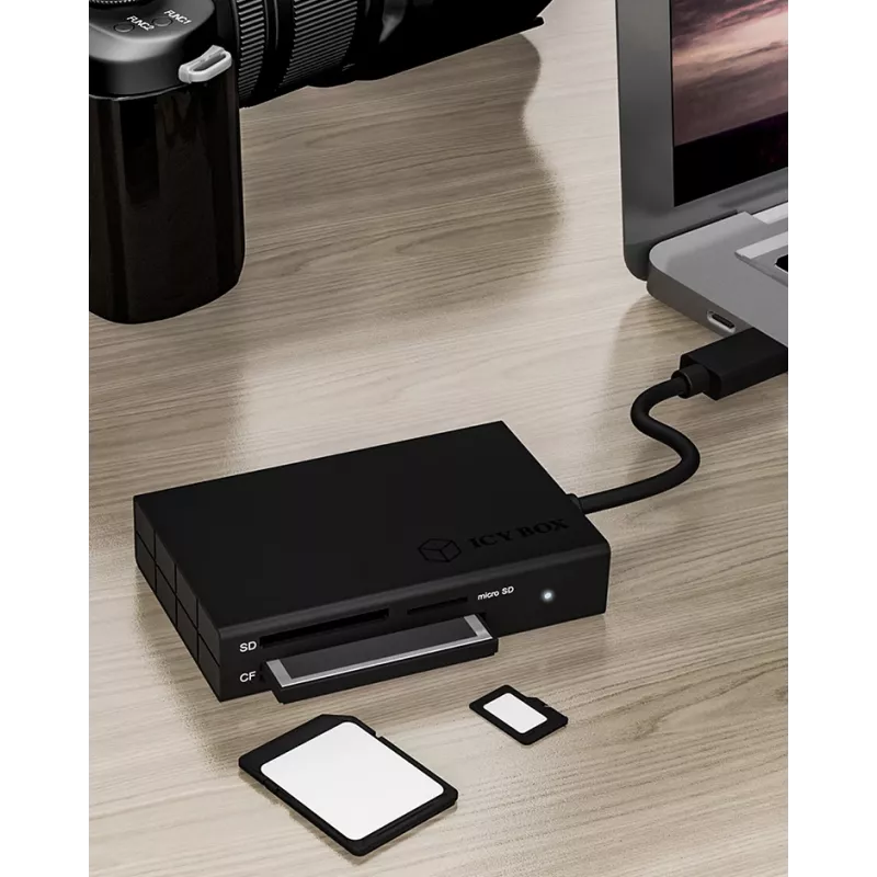 ICY BOX IB-CR401-C3 karšu lasītājs USB 3.2 Gen 1 (3.1 Gen 1) Type-C melns