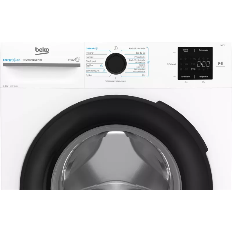 Beko b300 BM3WFU3841X veļas mazgājamā mašīna ar priekšējo ielādi 8 kg 1351 apgr./min balta