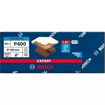 Slīploksnes Bosch Expert M480 150 mm K400, 50 gab. iepakojumā ekscentriskajām slīpmašīnām