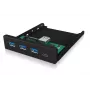 USB centrmezgls ICY BOX IB-HUB1418-i3 — mikroshēmojums GL3520/ASM1543, melns, 101×137×25 mm