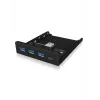 USB centrmezgls ICY BOX IB-HUB1418-i3 — mikroshēmojums GL3520/ASM1543, melns, 101×137×25 mm