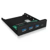 USB centrmezgls ICY BOX IB-HUB1418-i3 — mikroshēmojums GL3520/ASM1543, melns, 101×137×25 mm