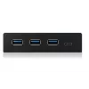 USB centrmezgls ICY BOX IB-HUB1418-i3 — mikroshēmojums GL3520/ASM1543, melns, 101×137×25 mm