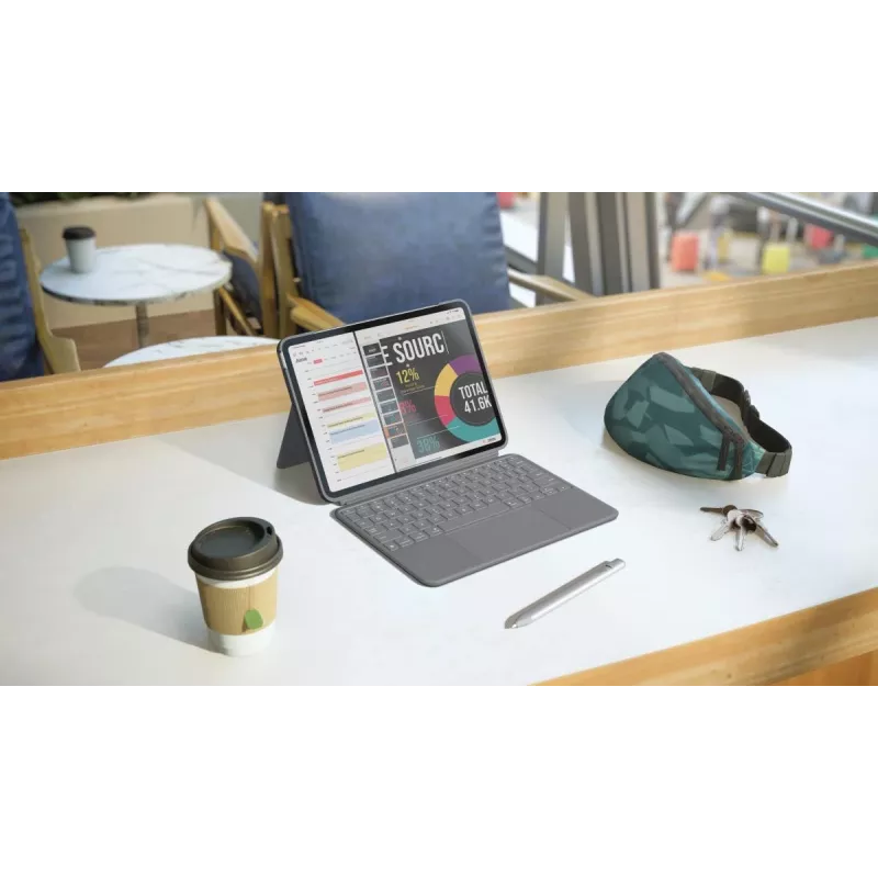 LOGITECH Combo Touch iPad Air 11in 5. paaudzei Oxford pelēka Qwertz vācu