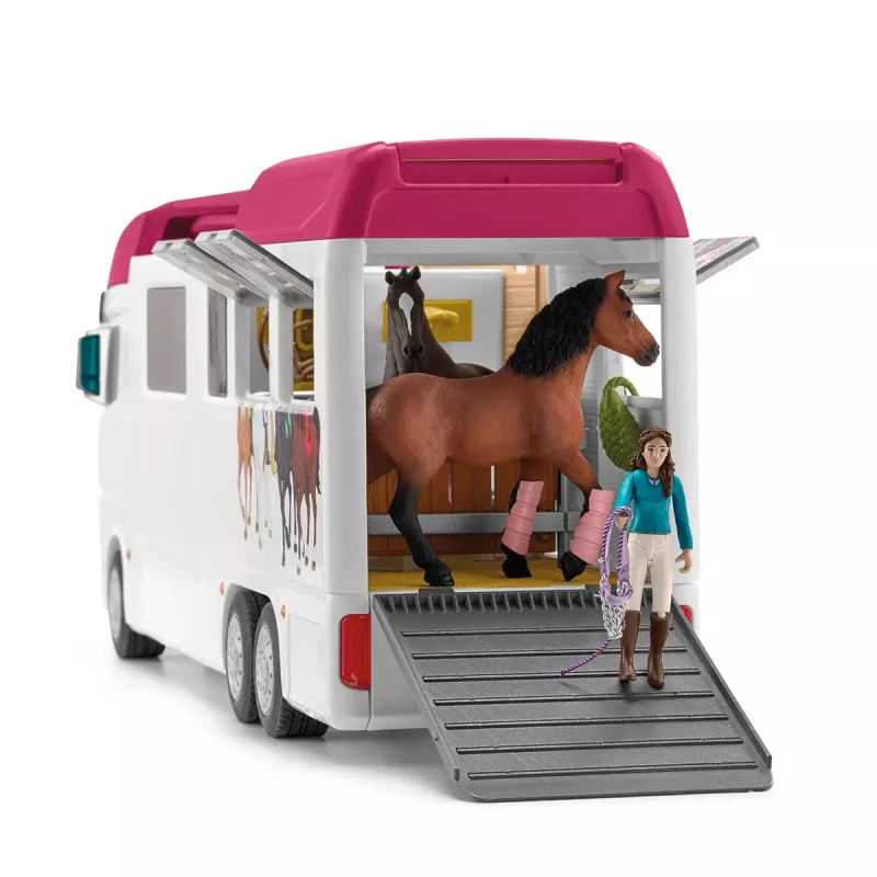 schleich HORSE CLUB Zirgu pārvadātājs, Ēkas, Kempings, Zirgu stallis, Zirgi, Jāšanas turnīrs, 5 gadi, Daudzkrāsains, Plastmasa
