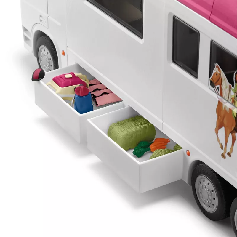 schleich HORSE CLUB Zirgu pārvadātājs, Ēkas, Kempings, Zirgu stallis, Zirgi, Jāšanas turnīrs, 5 gadi, Daudzkrāsains, Plastmasa