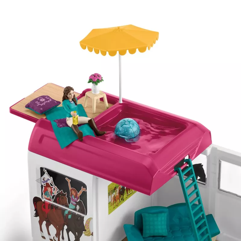 schleich HORSE CLUB Zirgu pārvadātājs, Ēkas, Kempings, Zirgu stallis, Zirgi, Jāšanas turnīrs, 5 gadi, Daudzkrāsains, Plastmasa