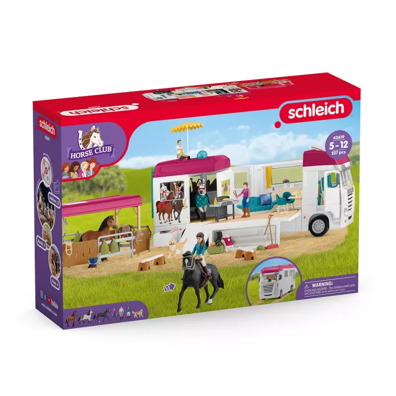 schleich HORSE CLUB Zirgu pārvadātājs, Ēkas, Kempings, Zirgu stallis, Zirgi, Jāšanas turnīrs, 5 gadi, Daudzkrāsains, Plastmasa