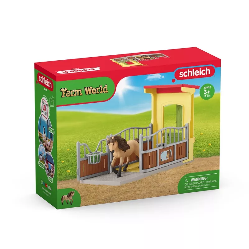 schleich FARM WORLD Pony Box ar Islandes ponija ērzeli, Ferma, Ēkas, Lauku dzīvnieki / fermas rotaļlietas, Zirgu stallis, Zirgi, 3 gadi, Daudzkrāsains