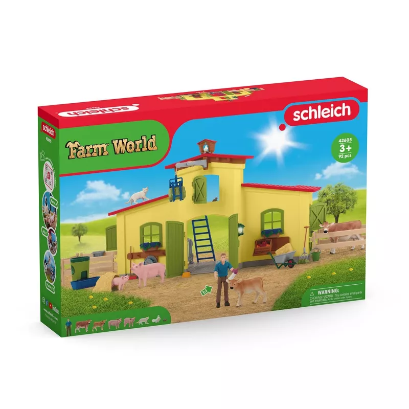 schleich FARM WORLD Lielā ferma ar dzīvniekiem un piederumiem, Ferma, 3 gadi, Daudzkrāsaina, Plastmasa