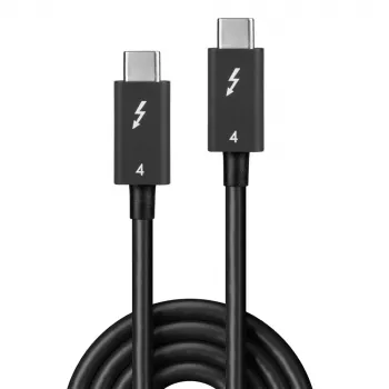 Lindy 1m Thunderbolt 4 kabelis, 40Gbps, pasīvs, vīrietis, vīrietis, 1 m, 40 Gbit/s, melns, niķelis/zelts