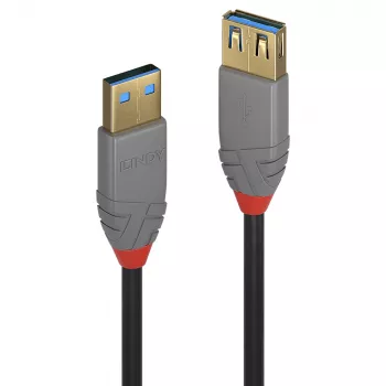 Lindy 3m USB 3.2 Type A pagarinātāja kabelis, 5Gbps, Anthra Line, 3 m, USB A, USB A, USB 3.2 Gen 1 (3.1 Gen 1), 5 Gbit/s, Melns