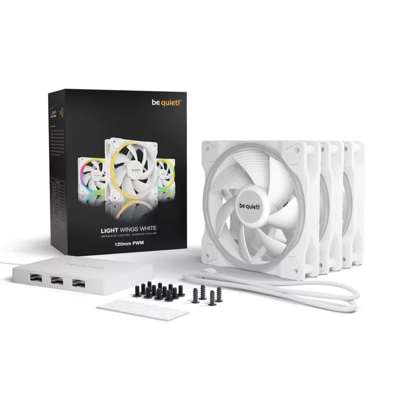 be quiet Light Wings balta | 120mm PWM Triple Pack Computer case Fan 12 cm 3 gab.