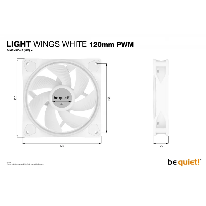 be quiet Light Wings balta | 120mm PWM Triple Pack Computer case Fan 12 cm 3 gab.