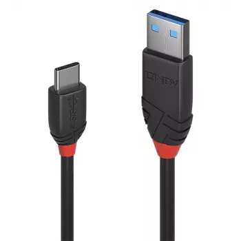 Lindy 1,5 m USB 3.2 Type A uz C kabelis, 10 Gbps, Melns Line
