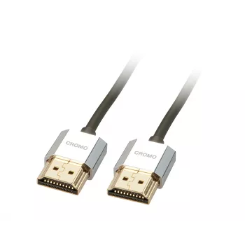 Lindy 0.5m CROMO plāns High Speed HDMI kabelis ar Ethernet, 0,5 m, HDMI Type A (Standard), HDMI Type A (Standard), 3D, Melns