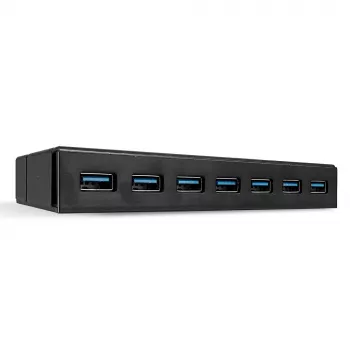 Lindy 7 portu USB 3.0 centrmezgls, USB 3.2 Gen 1 (3.1 Gen 1) Type-A, USB 3.2 Gen 1 (3.1 Gen 1) Type-A, USB 3.2 Gen 1 (3.1 Gen 1), 5000 Mbit/s, Melns, Plastmasa