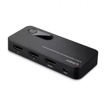 Lindy 2 Port HDMI 8K60 divvirzienu pārslēgs, HDMI, ABS, melns, 120 Hz, 3840 x 2160, 7680 x 4320, 48 Gbit/s