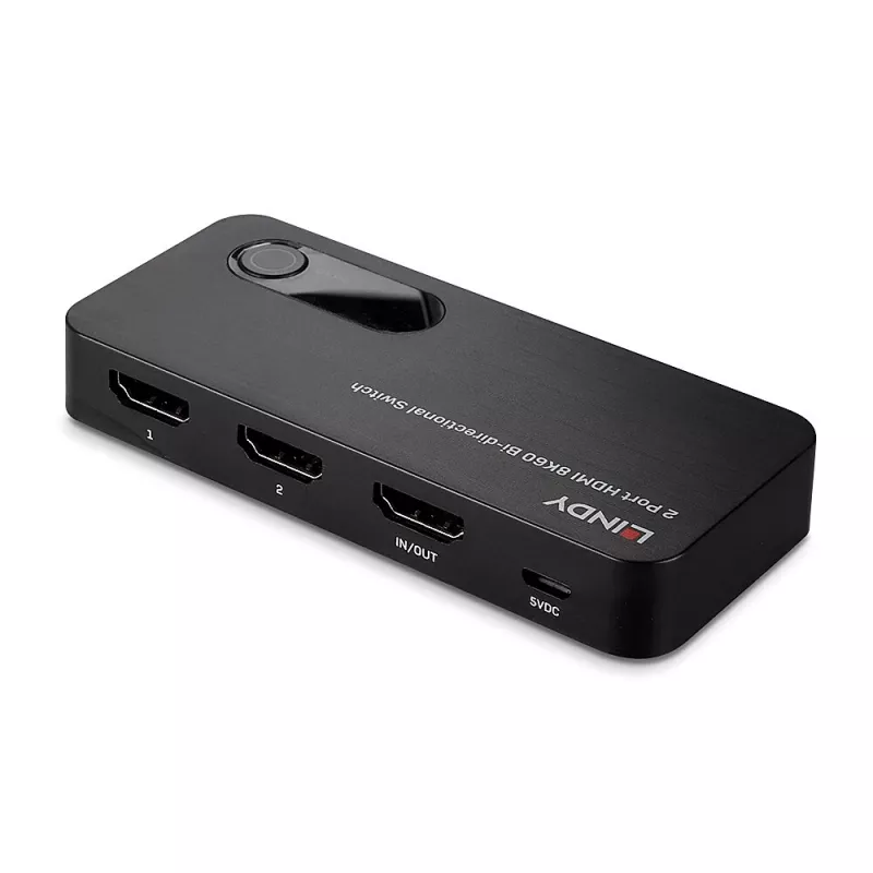 Lindy 2 Port HDMI 8K60 divvirzienu pārslēgs, HDMI, ABS, melns, 120 Hz, 3840 x 2160, 7680 x 4320, 48 Gbit/s