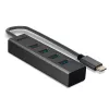 Lindy 4 Portu USB 3.2 Type C centrmezgls, USB 3.2 Gen 1 (3.1 Gen 1) Type-C, USB 3.2 Gen 1 (3.1 Gen 1) Type-A, 5000 Mbit/s, pelēks, alumīnijs, plastmasa, 0,3 m