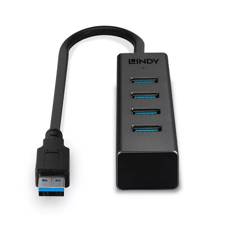 Lindy 4 Portu USB 3.2 Type C centrmezgls, USB 3.2 Gen 1 (3.1 Gen 1) Type-C, USB 3.2 Gen 1 (3.1 Gen 1) Type-A, 5000 Mbit/s, pelēks, alumīnijs, plastmasa, 0,3 m