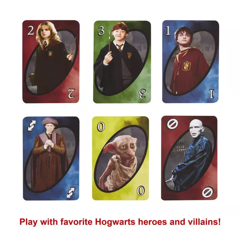 MATTEL UNO Harry Potter — kāršu nomešanas spēle, vecums 7+