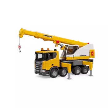 Celtņa kravas automašīna BRUDER SCANIA Super 560R Liebherr celtņa kravas automašīna