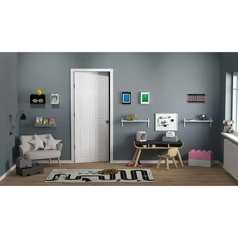 room copenhagen LEGO Brick Shelf 8+4 Melns — modulārs sienas plaukts ar 2 līmeņiem