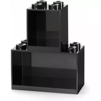 room copenhagen LEGO Brick Shelf 8+4 Melns — modulārs sienas plaukts ar 2 līmeņiem