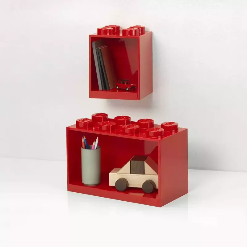 Shelf Room Copenhagen LEGO Brick Shelf 8+4 sarkans, 2 plaukti