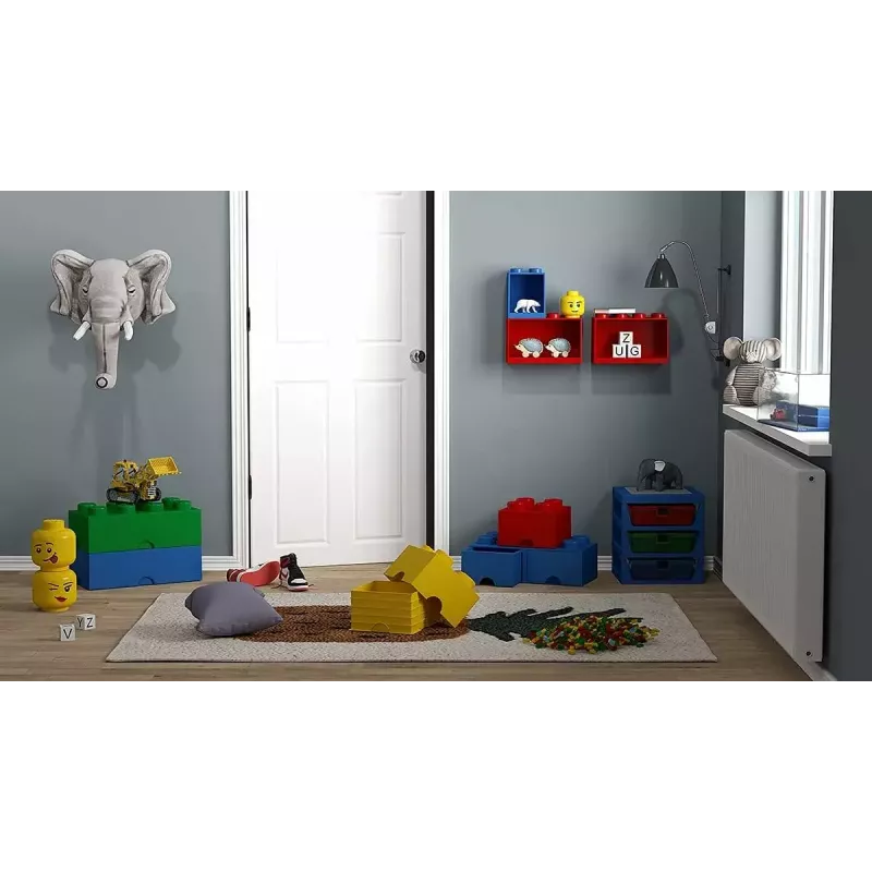 Shelf Room Copenhagen LEGO Brick Shelf 8+4 sarkans, 2 plaukti