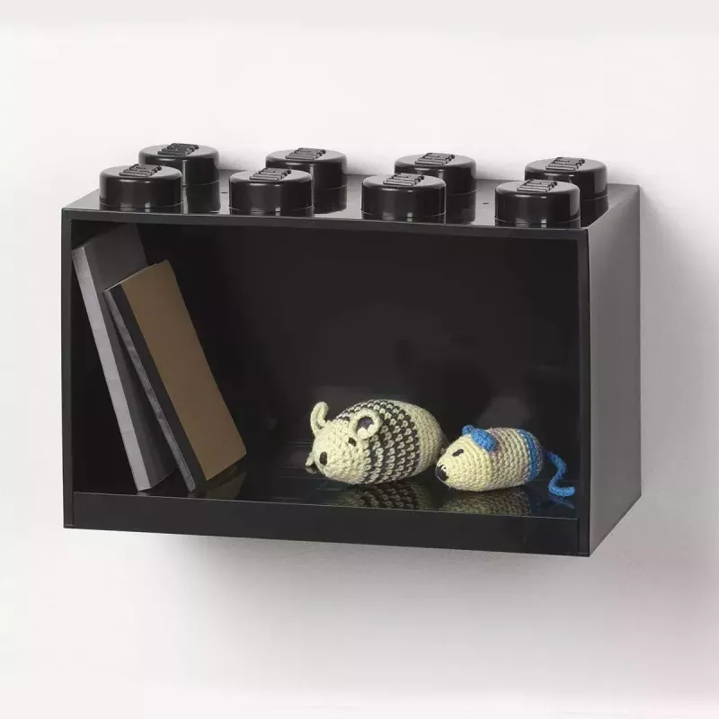 Room Copenhagen LEGO Brick 8 Shelf melns, modulārs displeja plauktu bloks