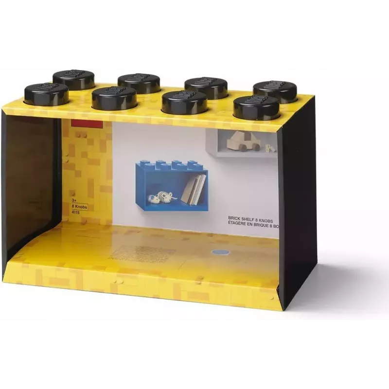 Room Copenhagen LEGO Brick 8 Shelf melns, modulārs displeja plauktu bloks