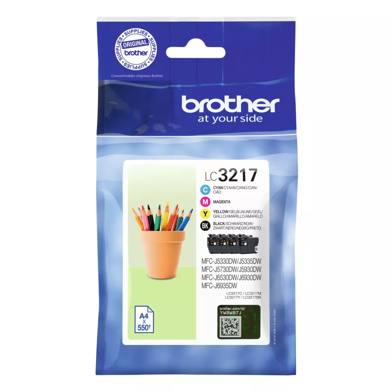 Brother LC3217VAL tintes kasetne 4 gab. Oriģināla Melna, Ciāna, Fuksīna, Dzeltena