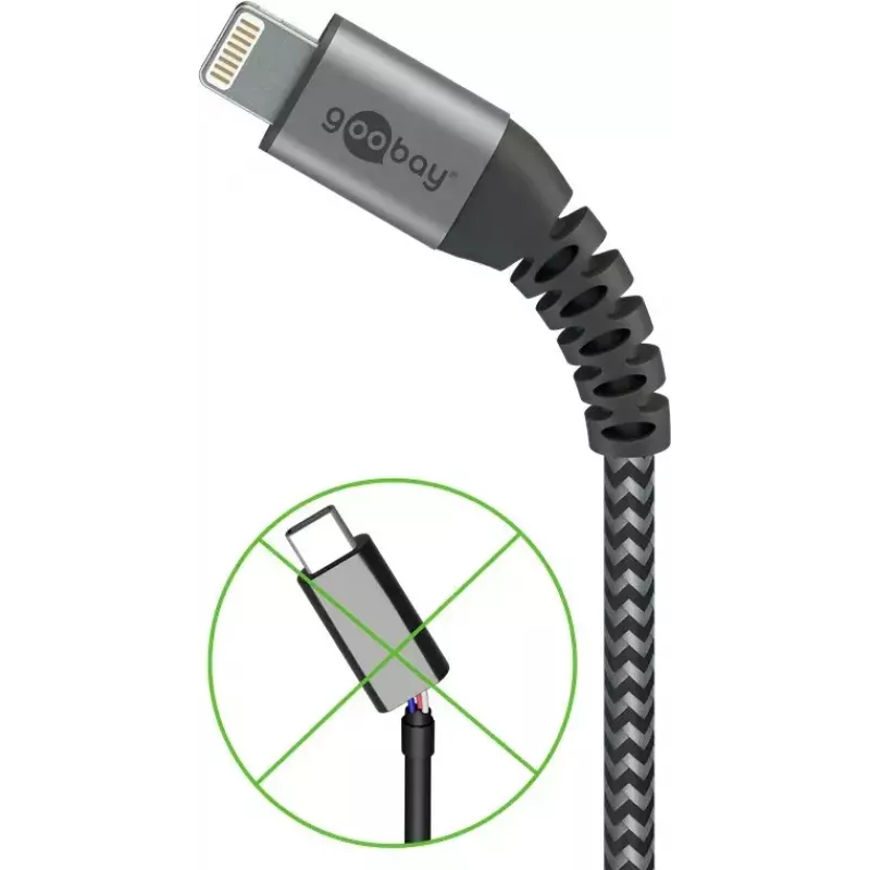 Lightning kabelis Wentronic 49267 0,5 m melns pelēks
