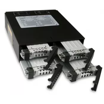 ICYDOCK ToughArmor pilnībā metāla 4 nodalījumu 2,5 collu SATA HDD un SSD aizmugures plate priekš 5,25 collu ārējā nodalījuma