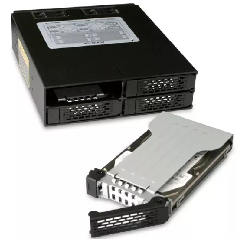 ICYDOCK ToughArmor pilnībā metāla 4 nodalījumu 2,5 collu SATA HDD un SSD aizmugures plate priekš 5,25 collu ārējā nodalījuma