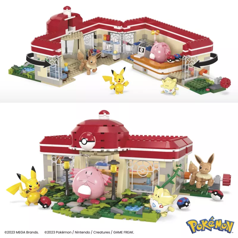 MEGA Pokémon būvējamā rotaļlieta, Meža centrs (648 detaļas) ar 4 darbības figūrām