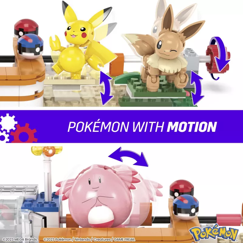MEGA Pokémon būvējamā rotaļlieta, Meža centrs (648 detaļas) ar 4 darbības figūrām