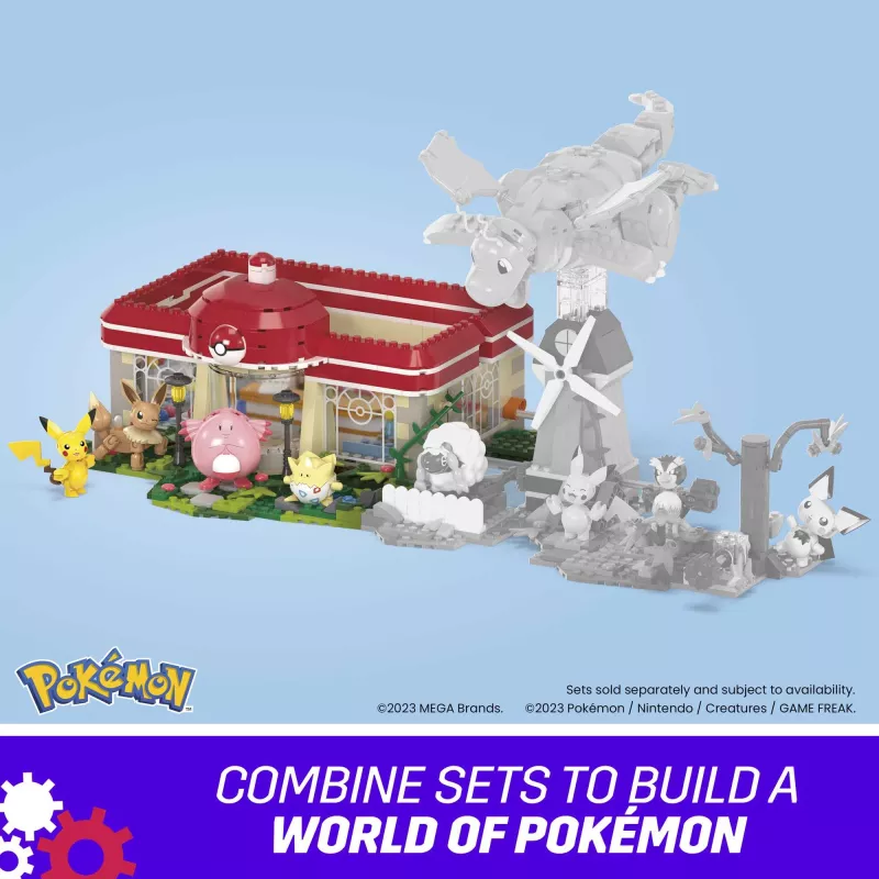 MEGA Pokémon būvējamā rotaļlieta, Meža centrs (648 detaļas) ar 4 darbības figūrām