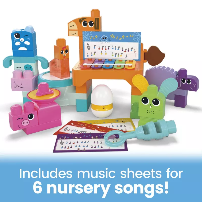 MEGA BLOKS Fisher Price Muzikālā lauku sētas grupa Sensoru klucīšu rotaļlieta (45 gab.) mazulim