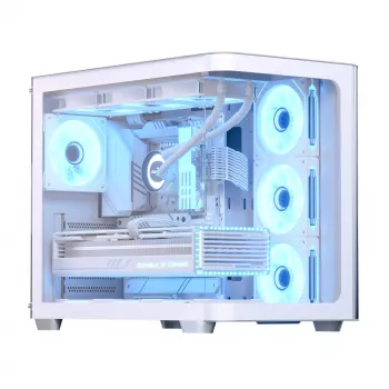 PC Case Aerocool P500C Midi Tower balta ATX Side PSU 3x120mm Fans