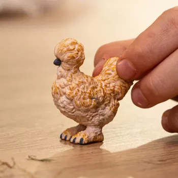 Figūriņa Schleich Silkie Chicken modelis 14891 — lauku dzīvnieku figūriņa, daudzkrāsaina, piemērota bērniem no 3 gadu vecuma