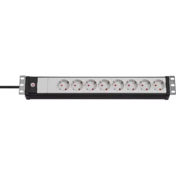 BRENNENSTUHL pagarinātāja ligzda - Premium-line 19 collu sadales skapjiem 8-vietīga melna/gaiši - 3m pelēka