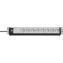 BRENNENSTUHL pagarinātāja ligzda - Premium-line 19 collu sadales skapjiem 8-vietīga melna/gaiši - 3m pelēka