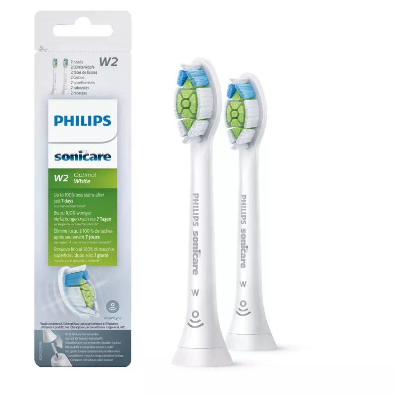 Philips Sonicare W2 Optimal Balts HX6062/10 2 uzlīmējamas maināmās skaņas zobu birstes galviņas