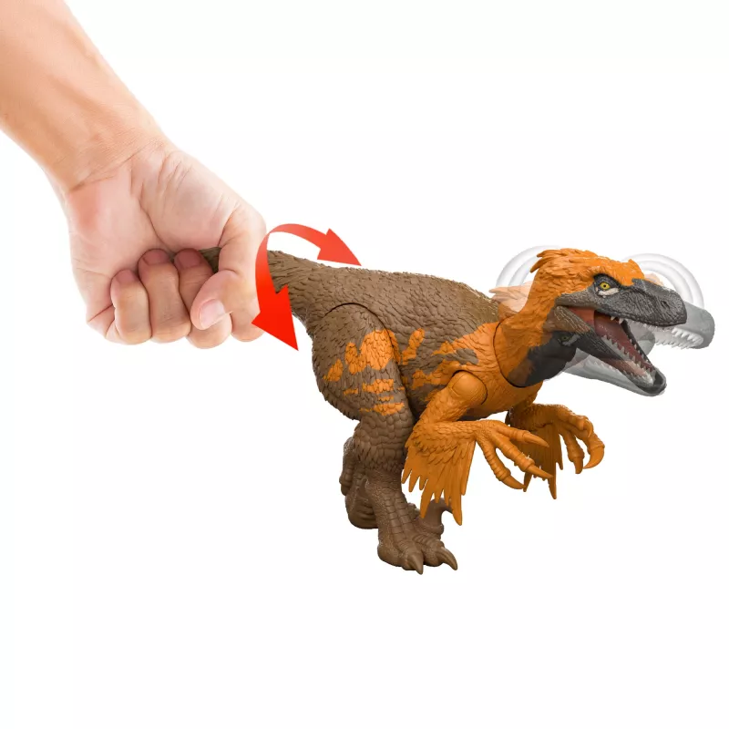 Jurassic World Rebirth Wild Roar Utahraptor dinozauru rotaļlieta, ar asti vadāms uzbrukuma kodiens un skaņa
